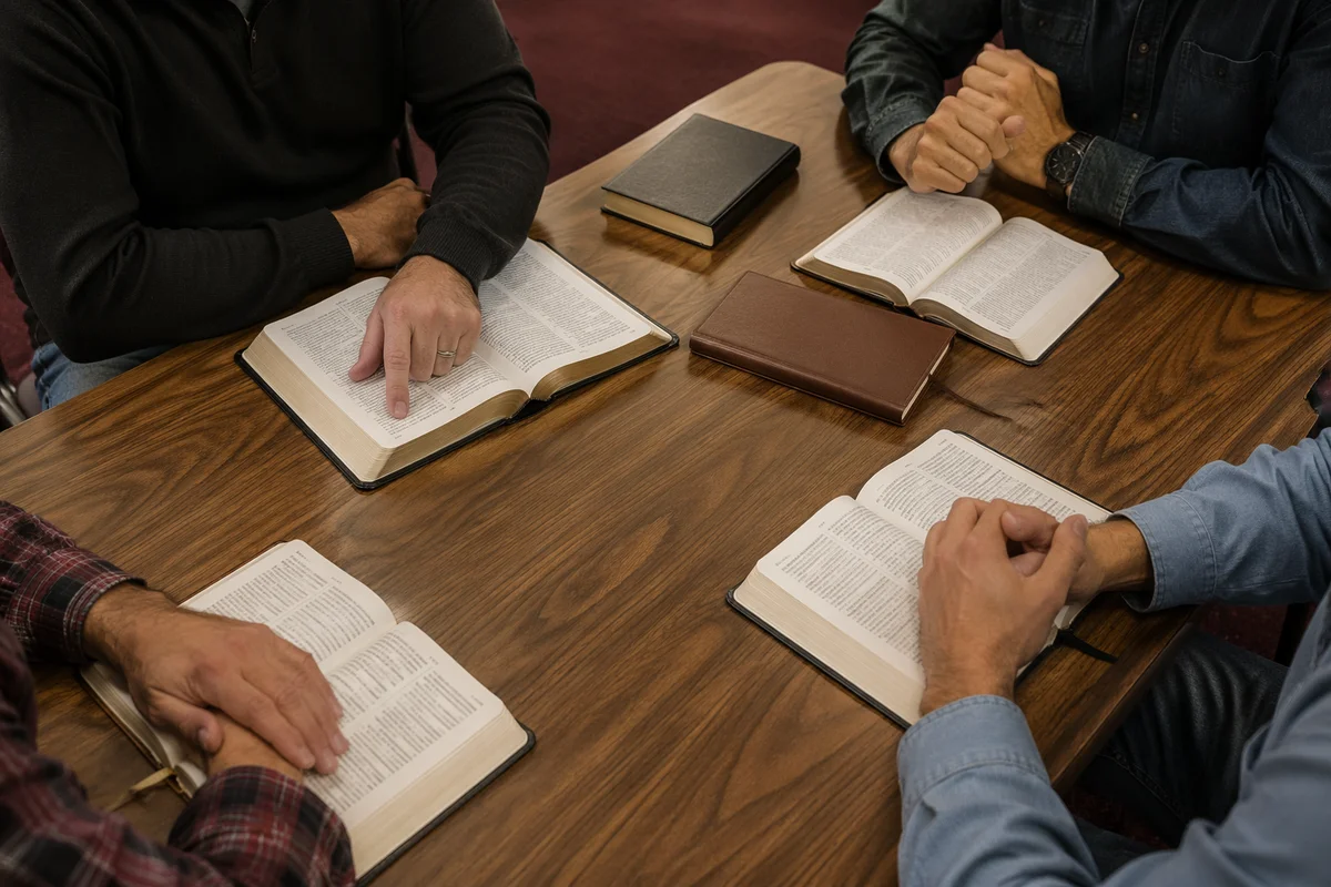 Men’s Bible Study Around Church Table