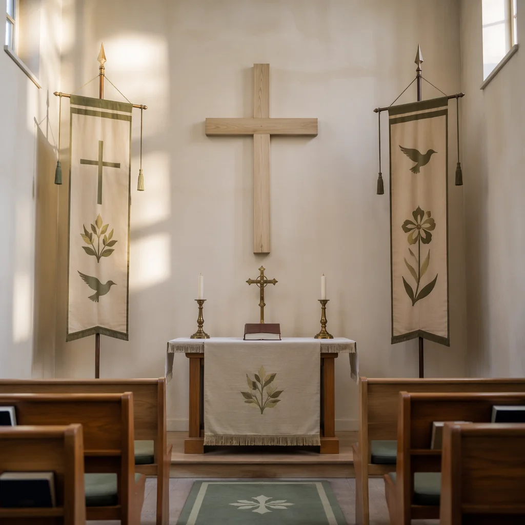 Simple Cross in Military Chapel Interior
