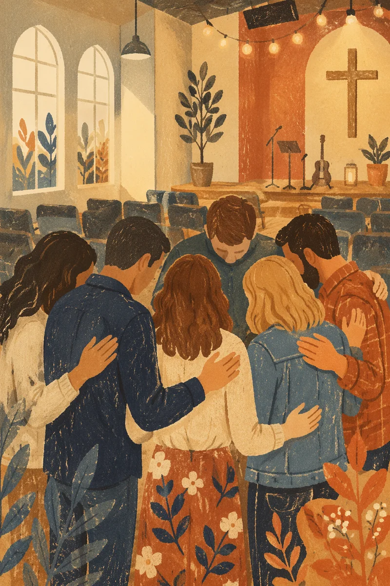 Ministry Team Prayer Huddle Before Service