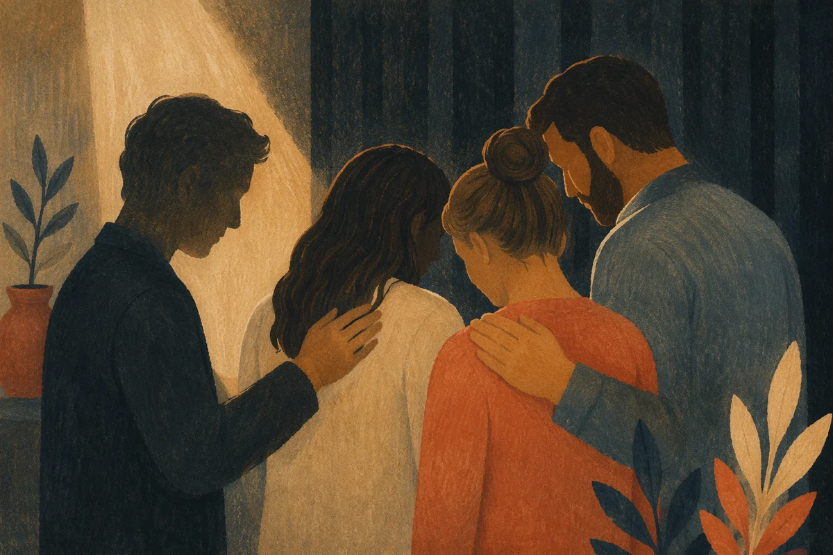 Ministry Leaders Praying Before Church Service