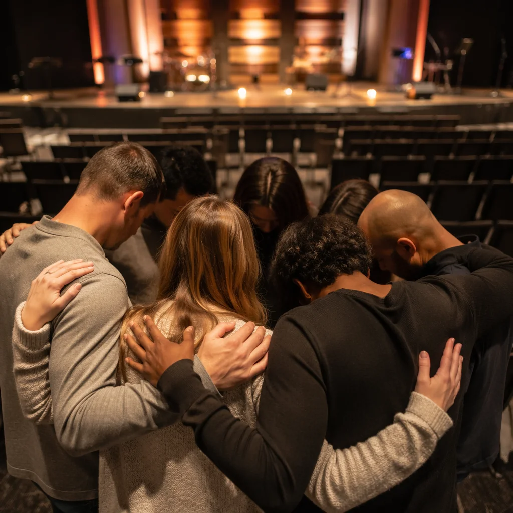 Ministry Leaders Praying Before Church Service