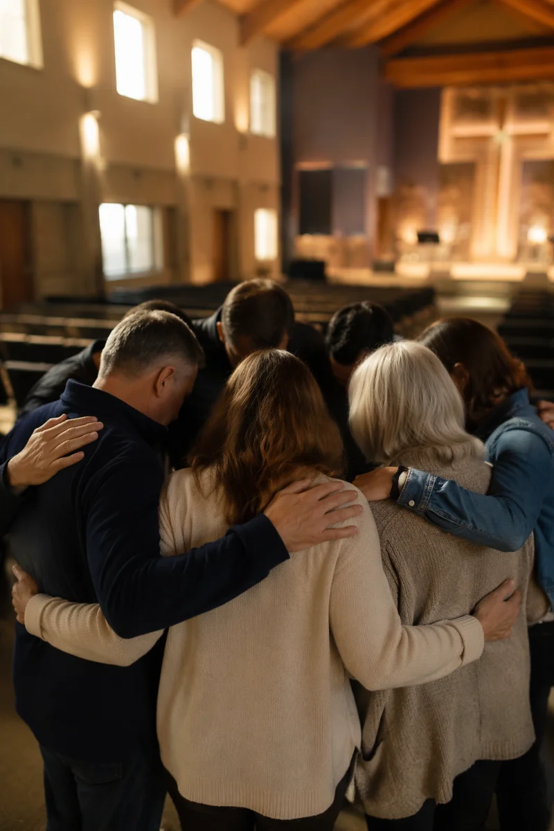 Ministry Leaders Praying Before Church Service