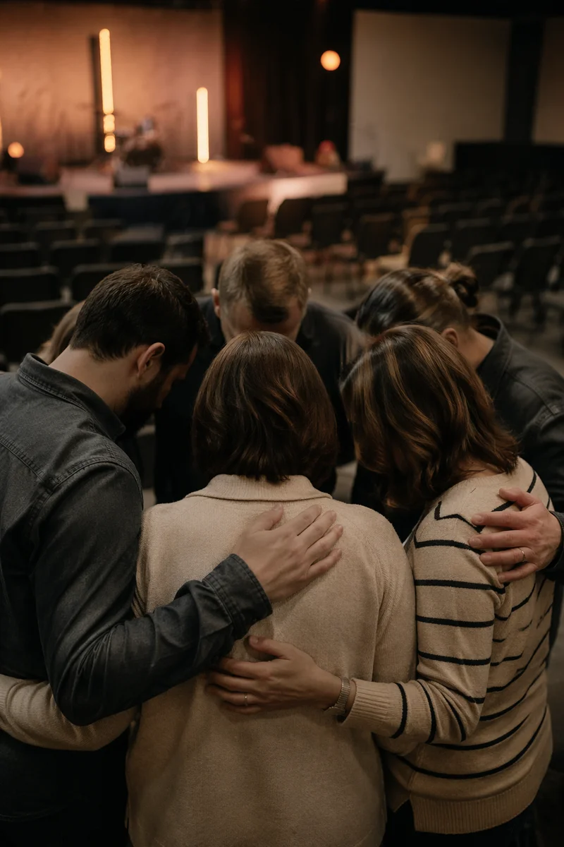 Ministry Leaders Praying Before Church Service