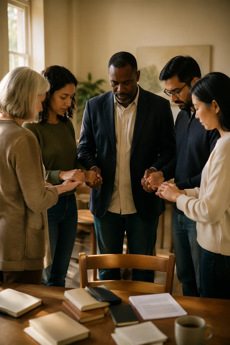 Ministry Leaders Praying Before Church Service