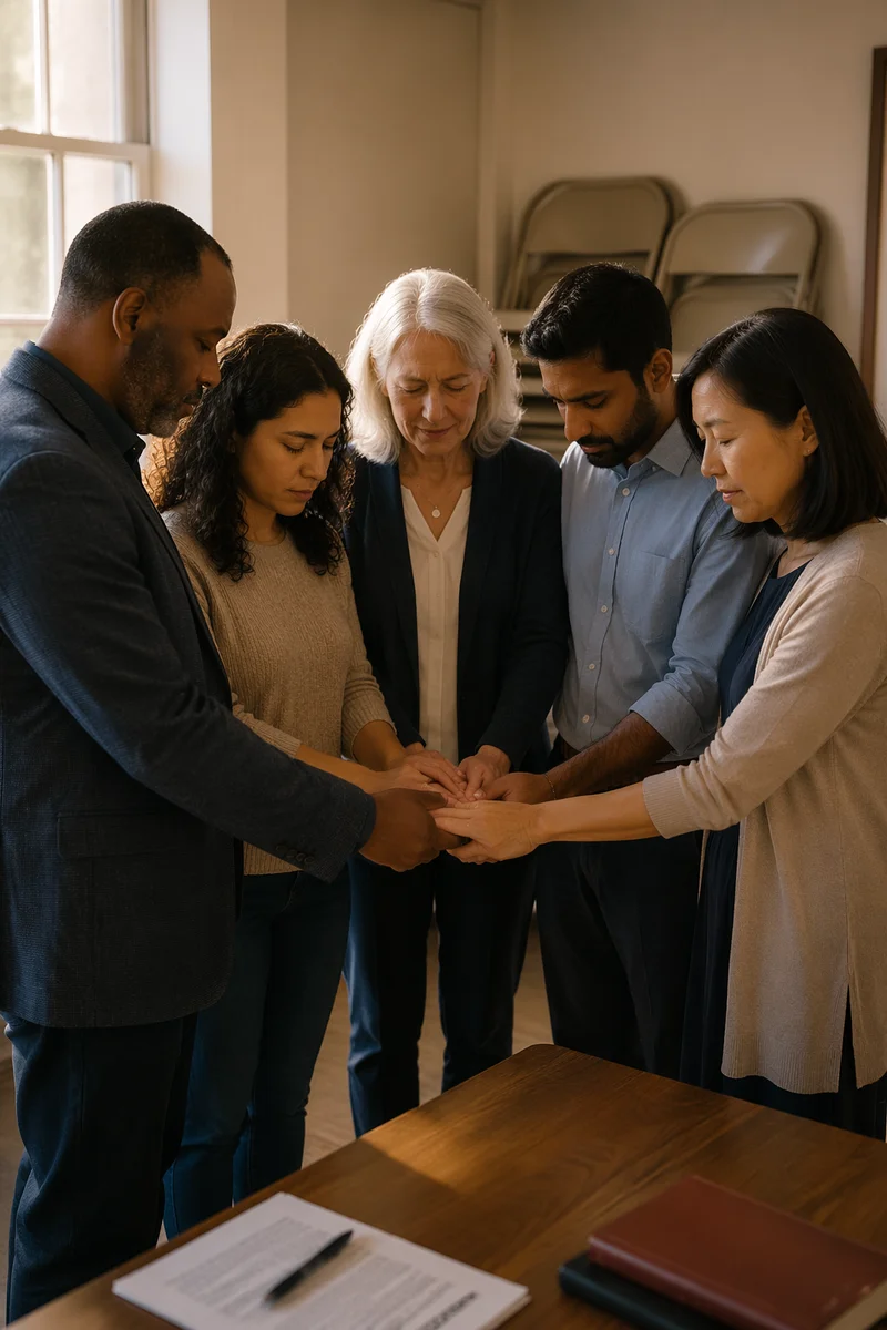 Church Leaders Praying in Side Room