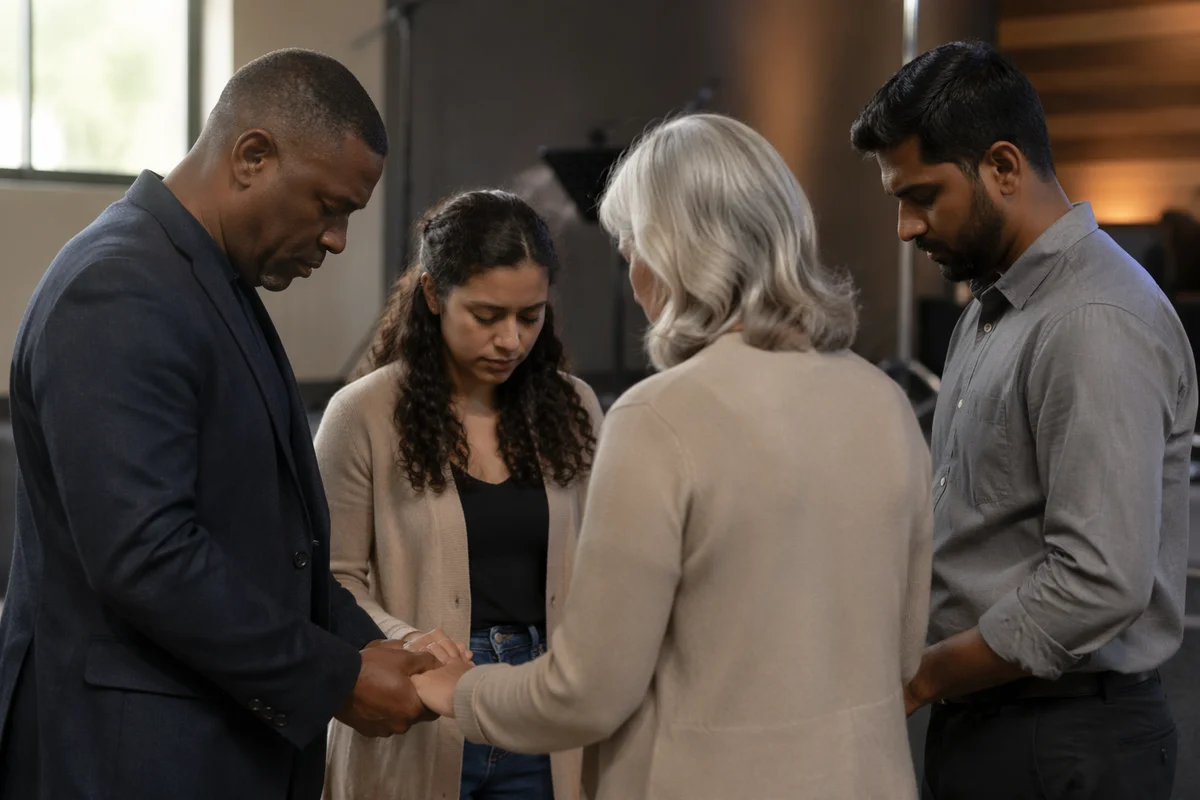 Ministry Leaders Praying Before Service