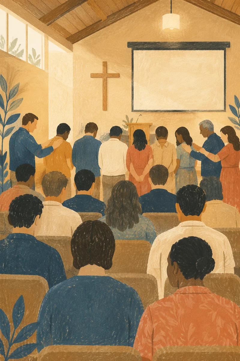 Mission Sending Prayer in Church Sanctuary