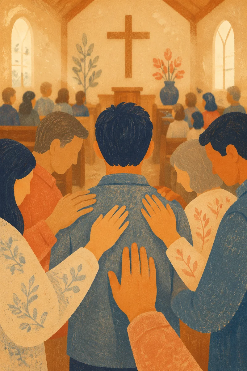 Mission Sending Prayer in Church Sanctuary