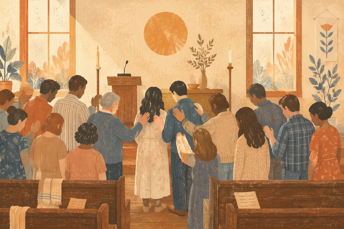 Mission Sending Prayer in Church Sanctuary