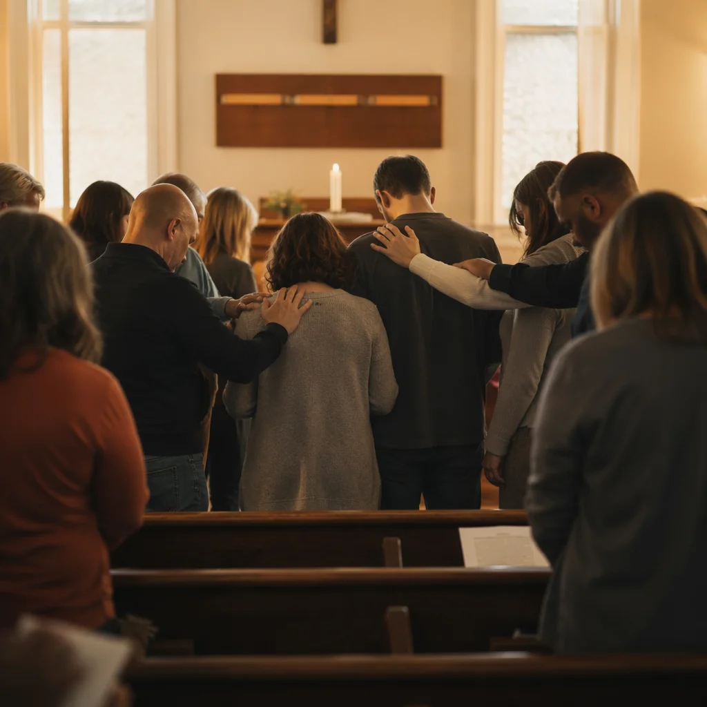 Mission Sending Prayer in Church Sanctuary