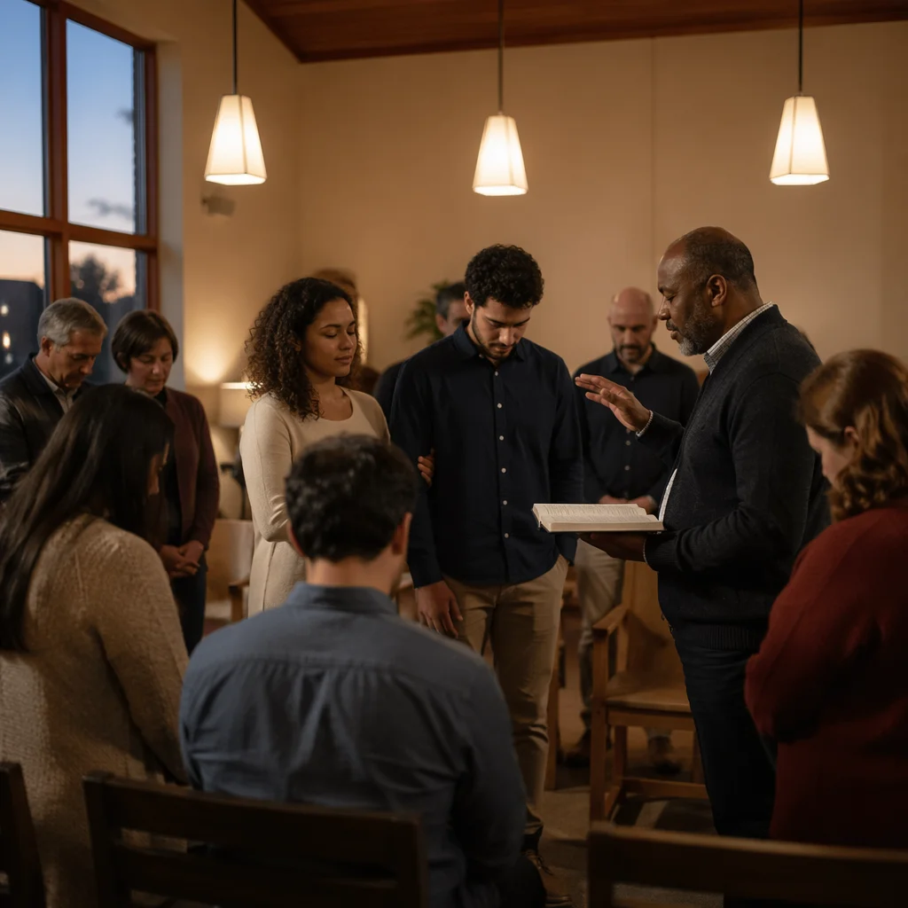 Mission Sending Prayer in Church Sanctuary