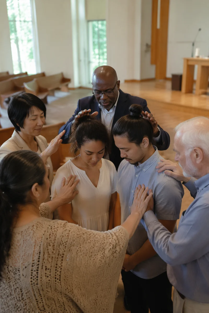 Prayer Over Young Couple in Church