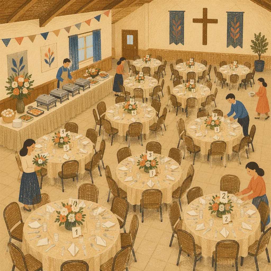 Church Mission Fundraiser Dinner Hall Setup