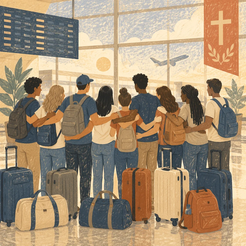 Mission Team Airport Departure Group Moment
