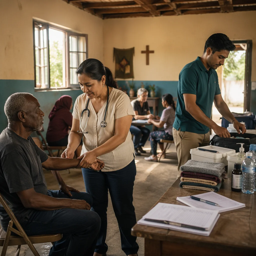 Volunteers in Temporary Rural Medical Clinic