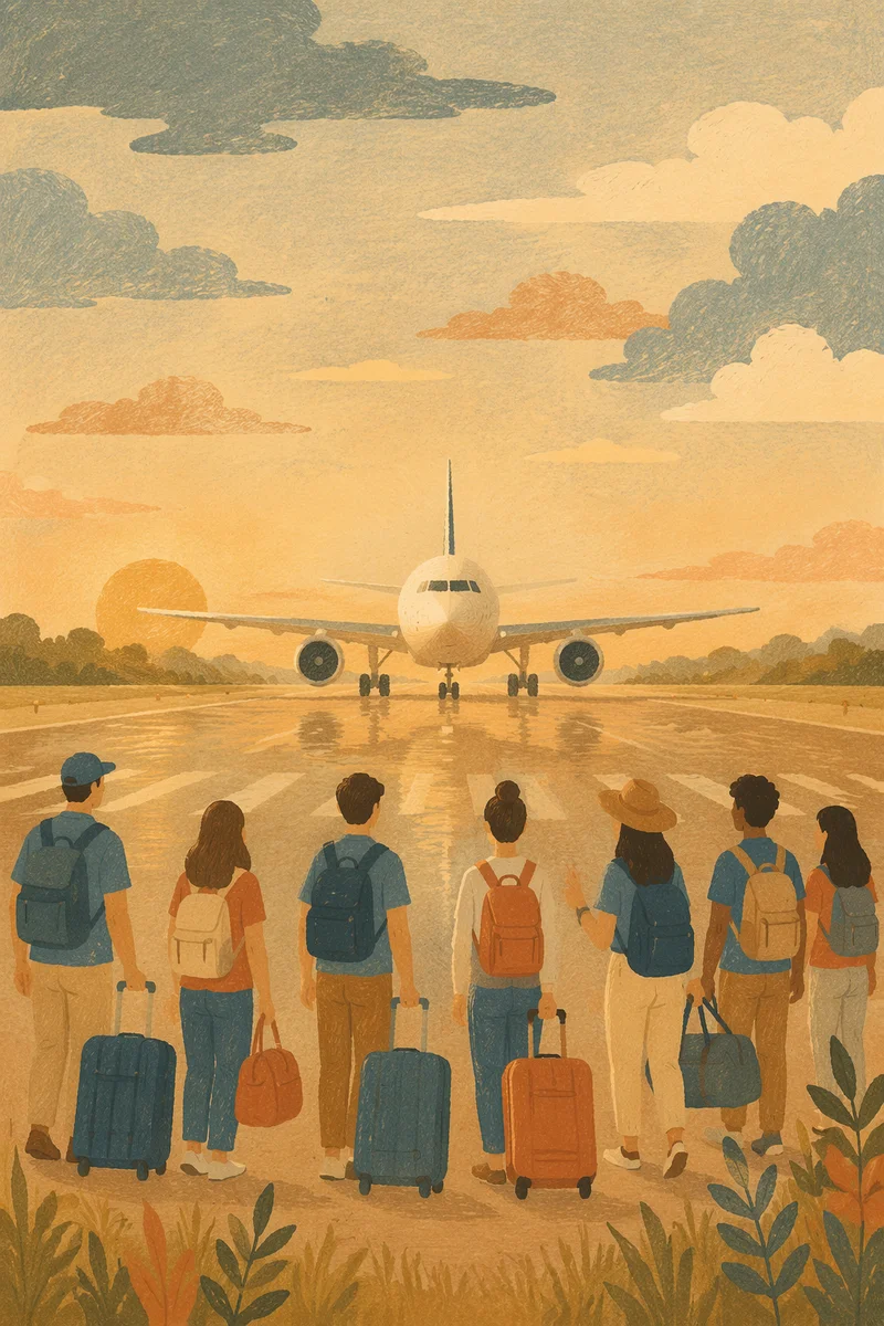 Mission Trip Team Departing by Airplane