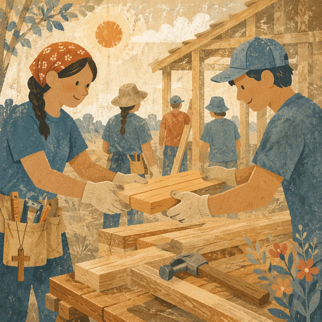 Mission Team Building Rural Shelter Together