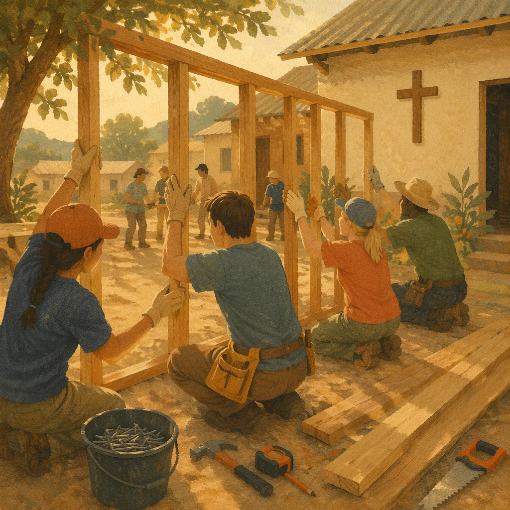 Mission Team Building Wooden Frame Together