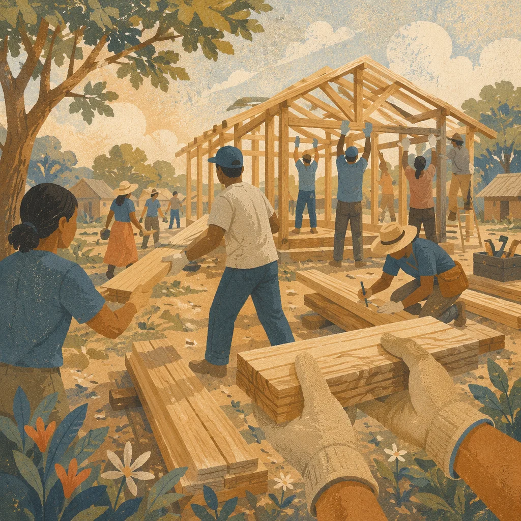 Mission Team Building Rural Community Shelter