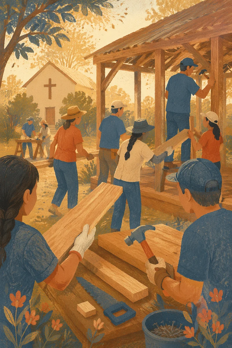 Mission Team Building Rural Church Shelter