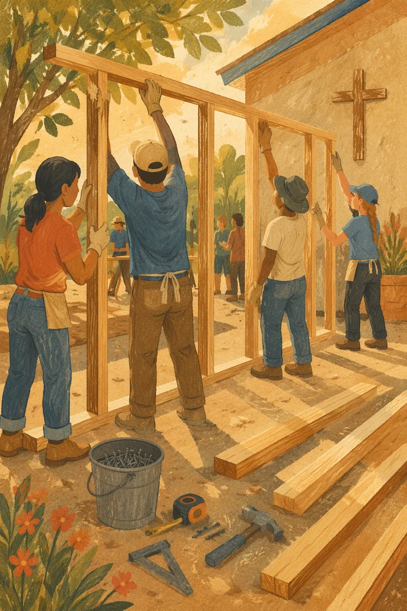 Mission Team Building Wooden Frame Together