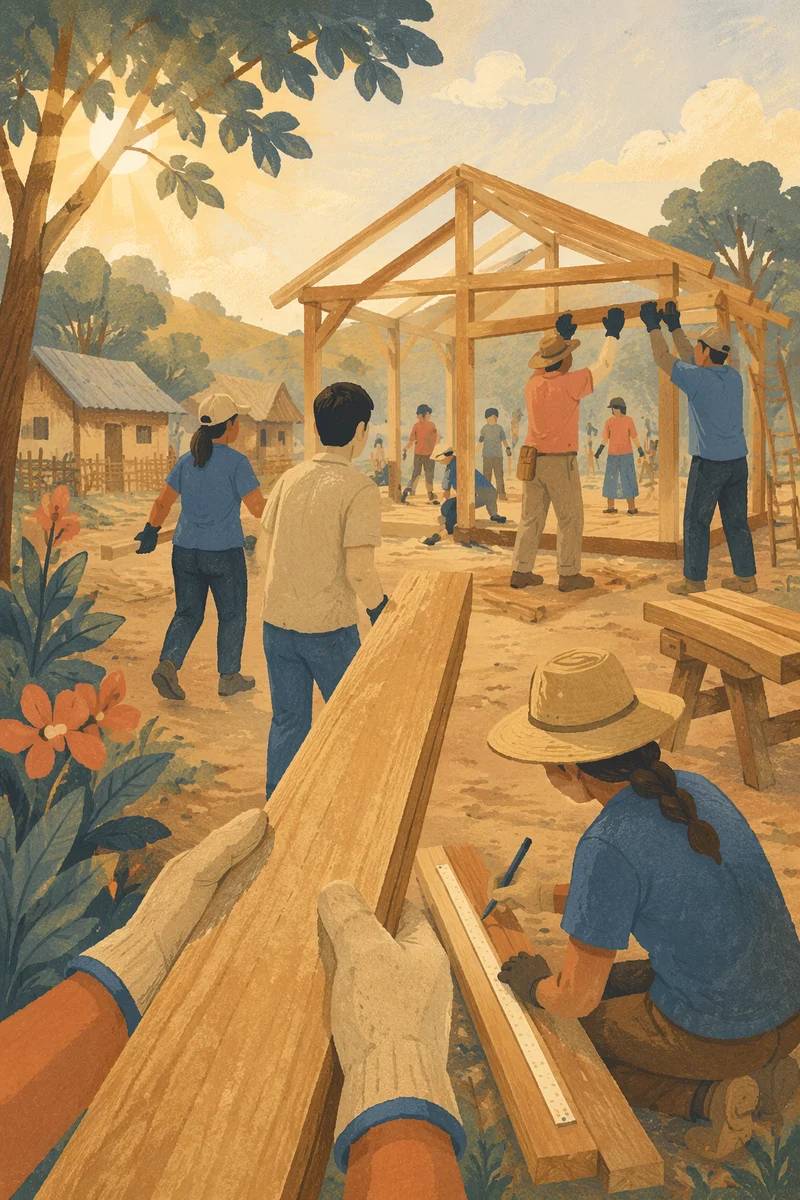Mission Team Building Rural Community Shelter