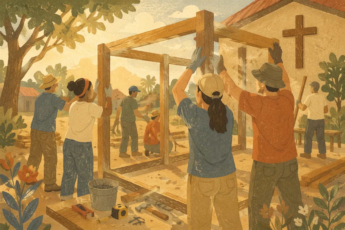Mission Team Building Wooden Frame Together