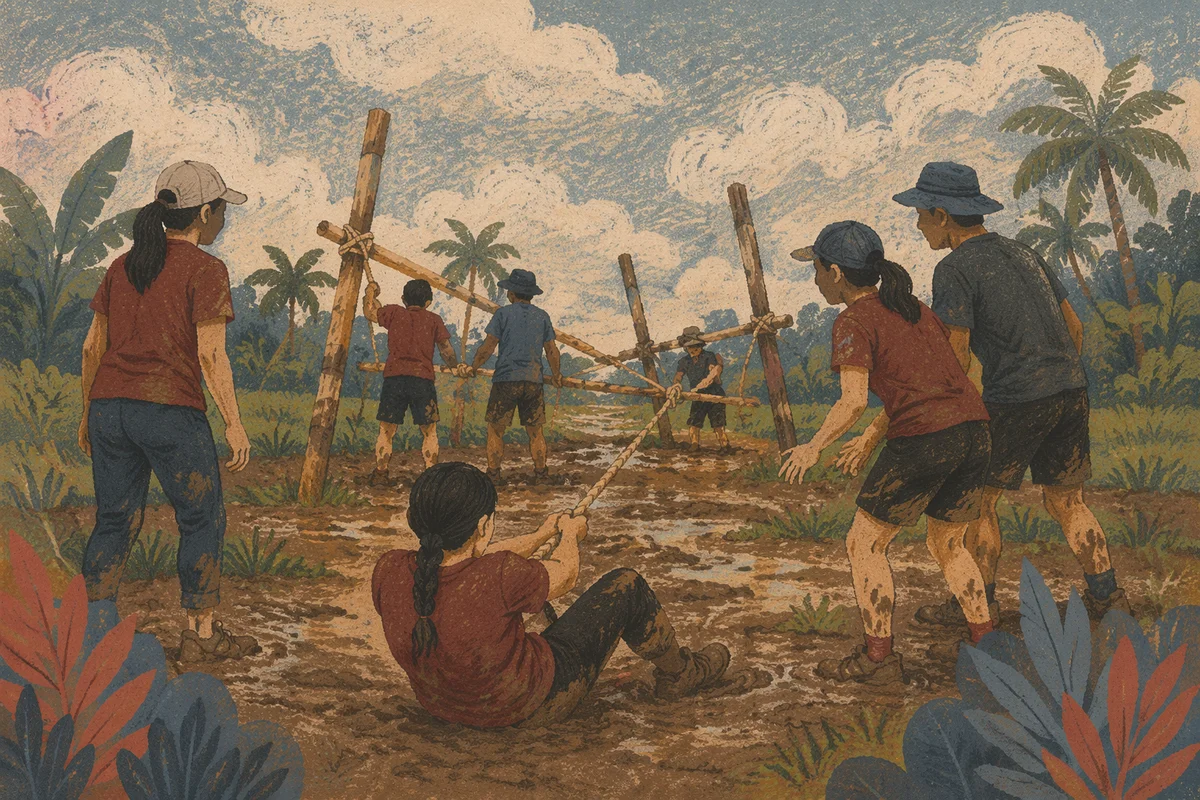 Mission Team Rope Challenge in Tropical Field
