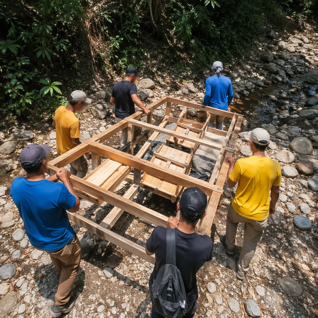 Mission Team Building Supplies in Rural Riverbed