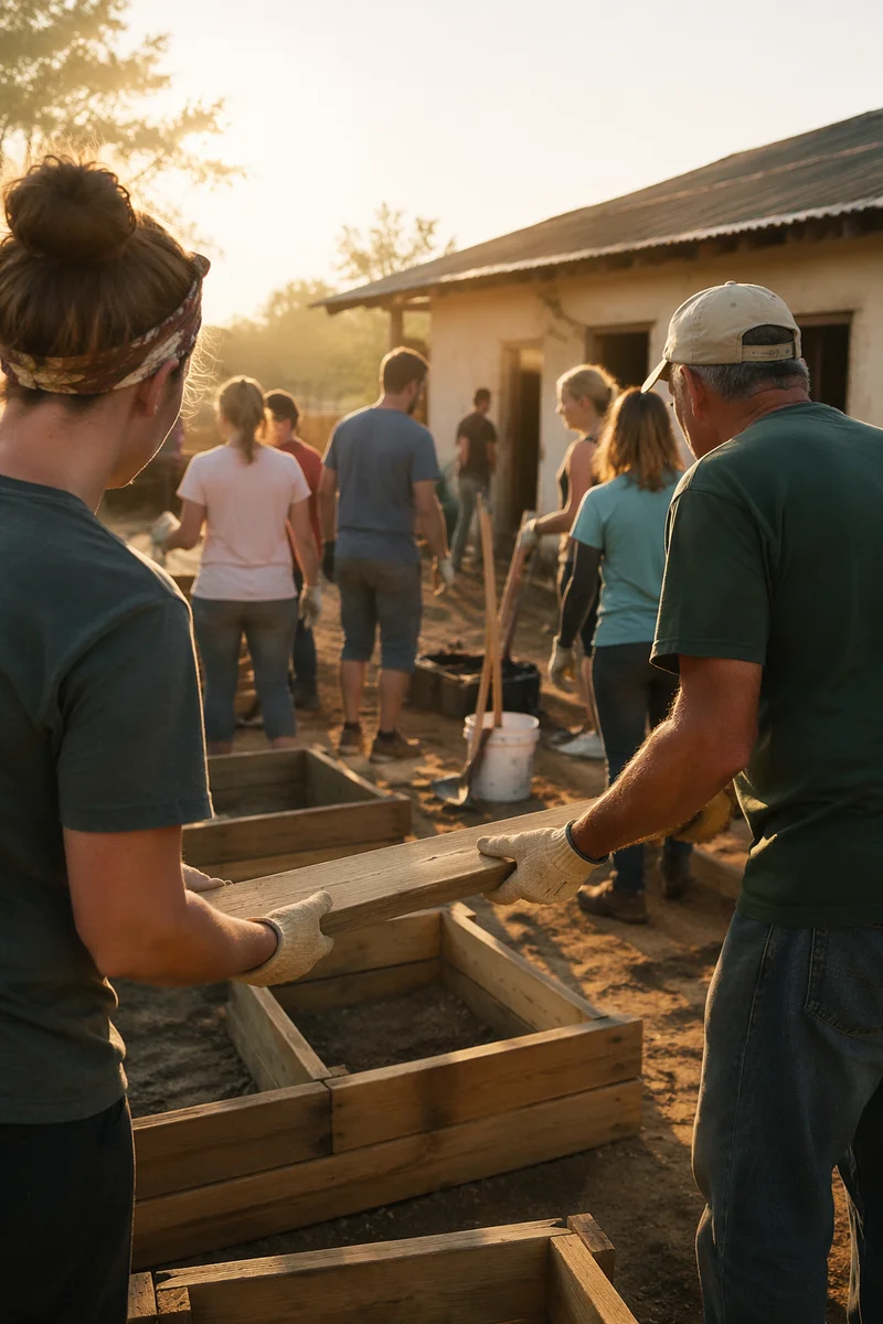 Mission Team Building Garden Beds Together