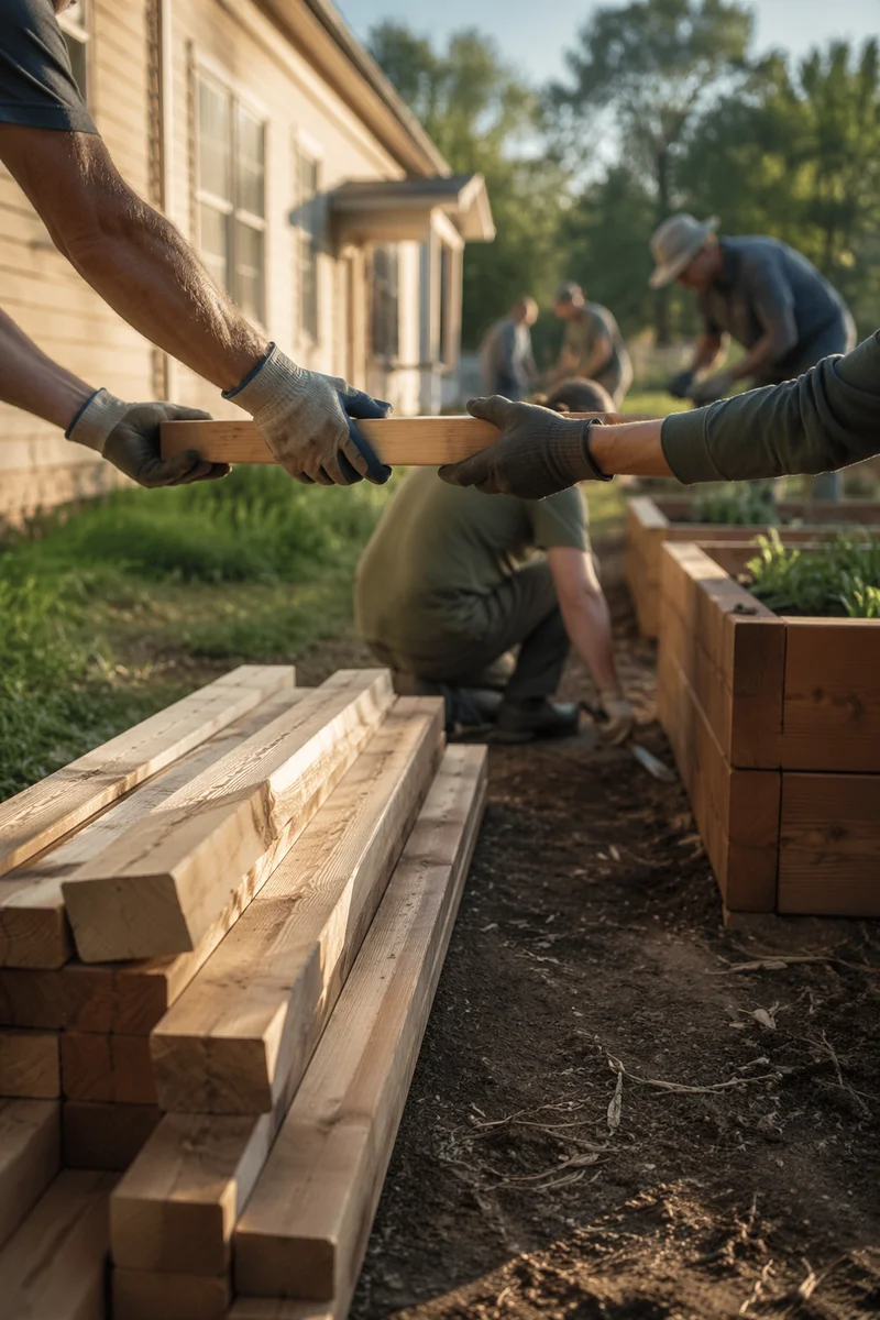 Mission Team Building Garden Beds Together