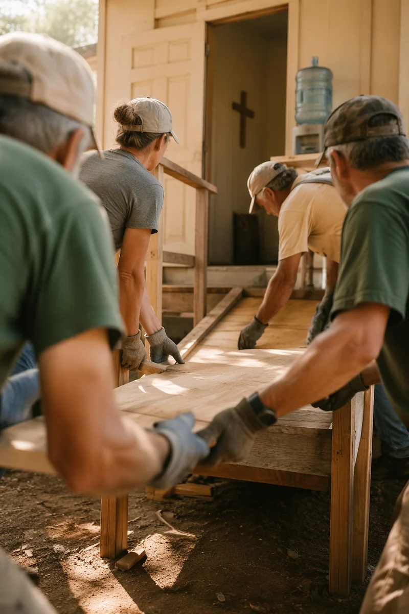 Mission Team Building a Rural Ramp