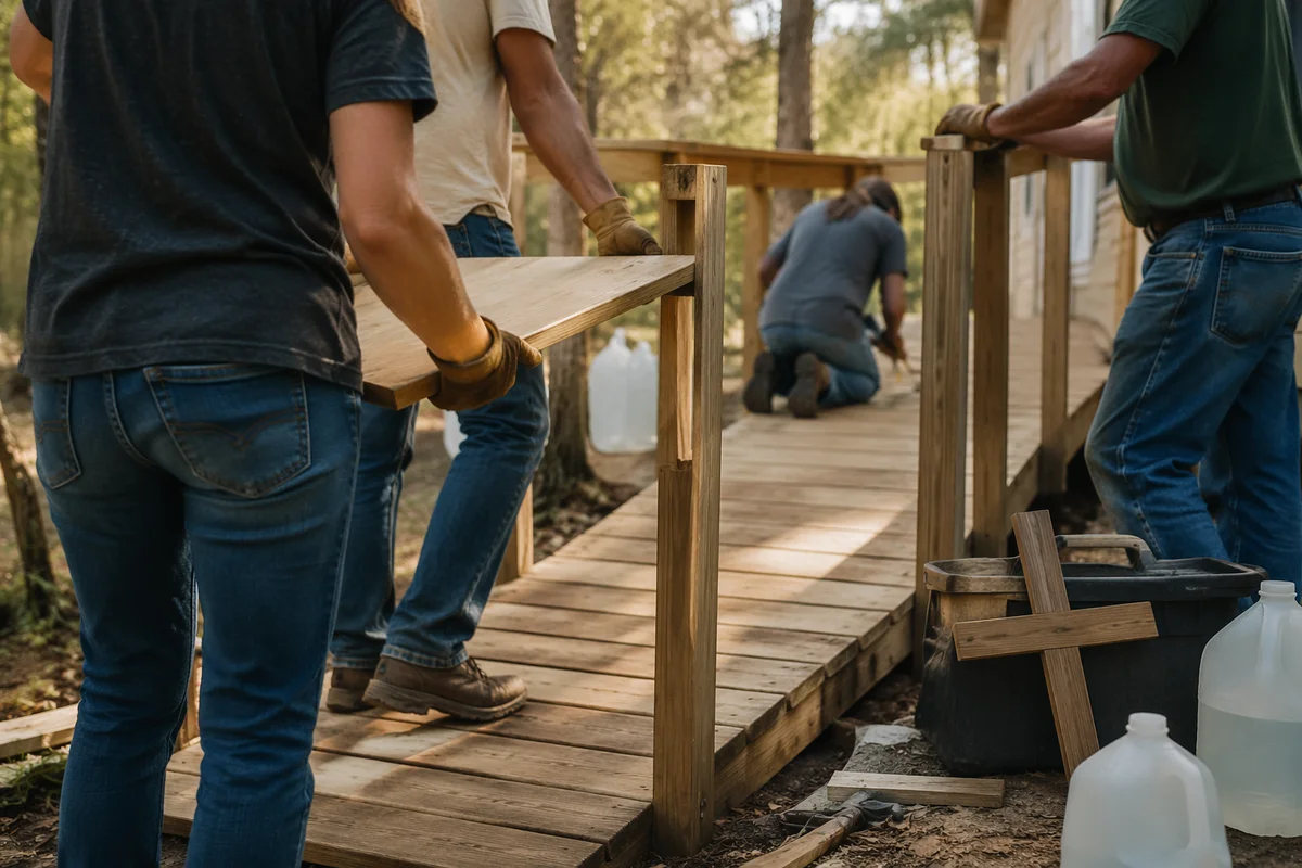 Mission Team Builds Wheelchair Ramp Together