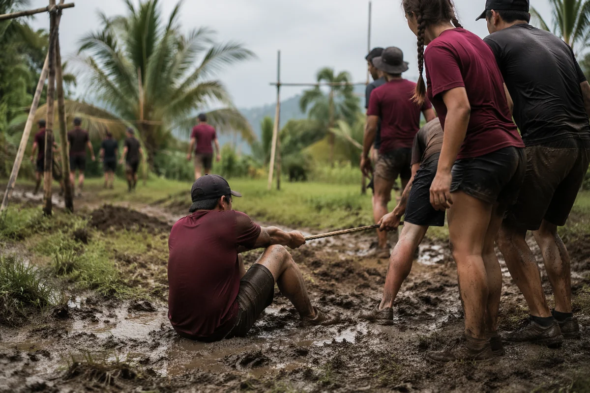 Mission Trip Team Building in Muddy Field
