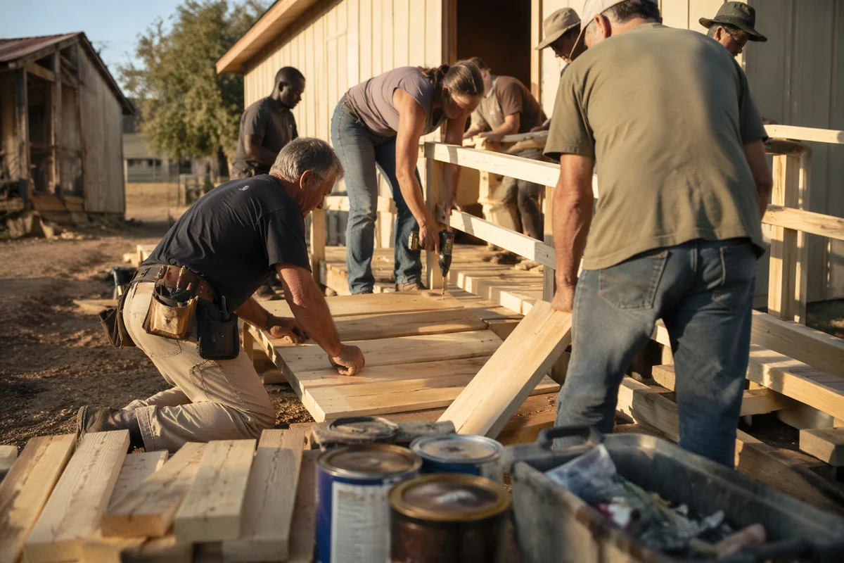 Church Mission Team Building Wheelchair Ramp