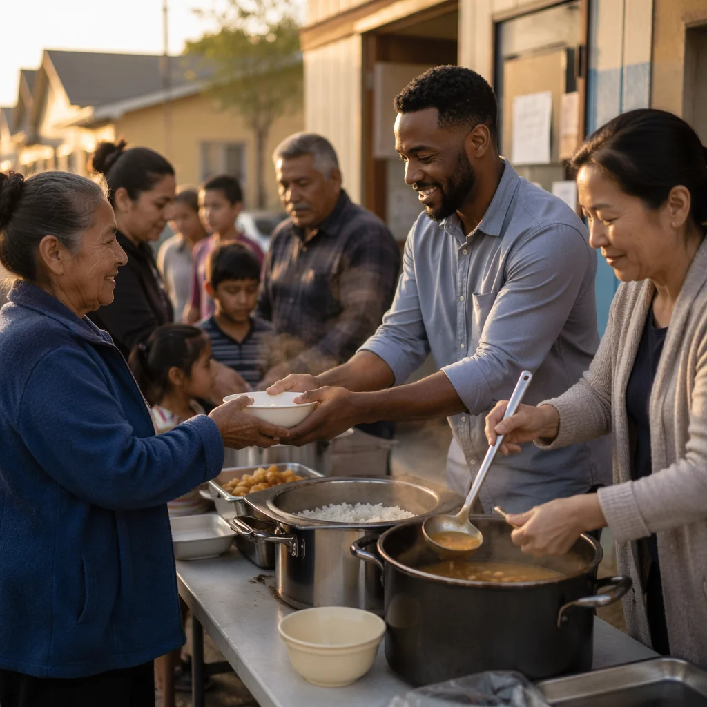 Missionaries Serving Meals at Community Outreach