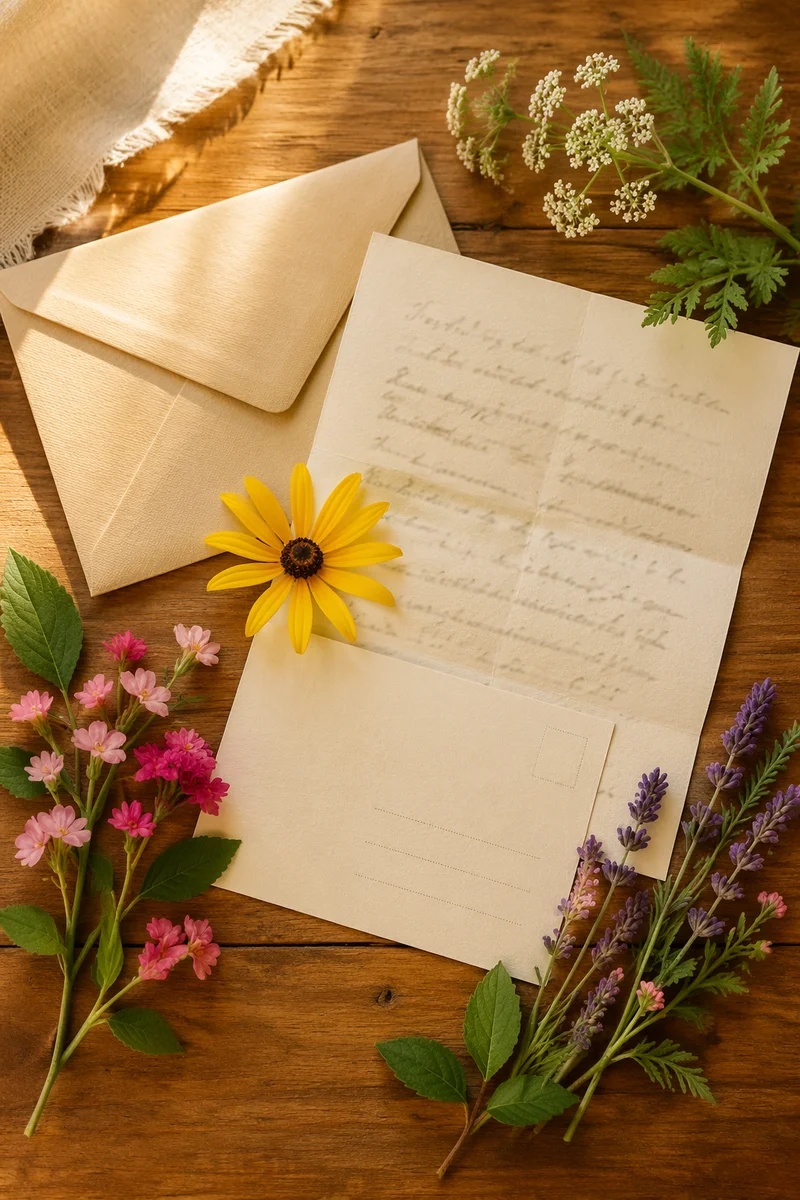 Missionary Letters and Prayer Card Flat Lay