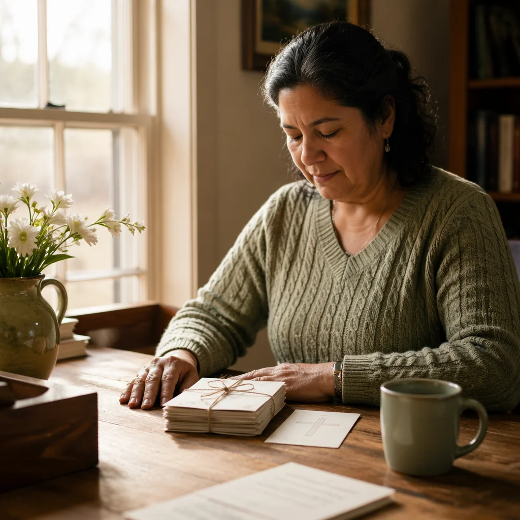 Missionary Letters and Prayer Card on Desk
