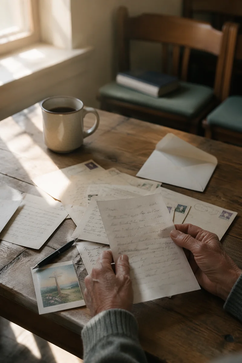 Missionary Letters and Prayer Card on Table