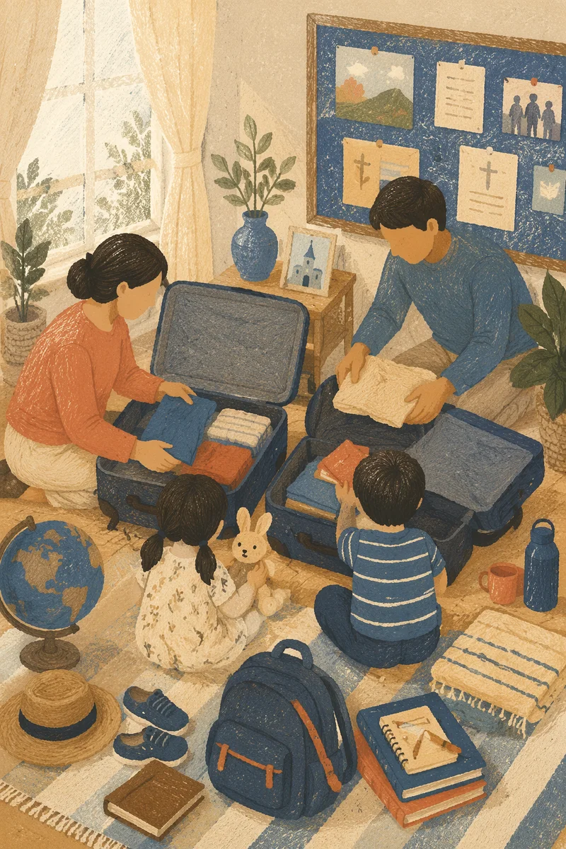 Missionary Family Packing for Overseas Journey