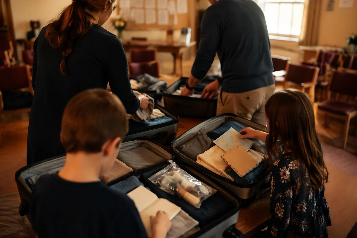 Missionary Family Preparing for Overseas Journey