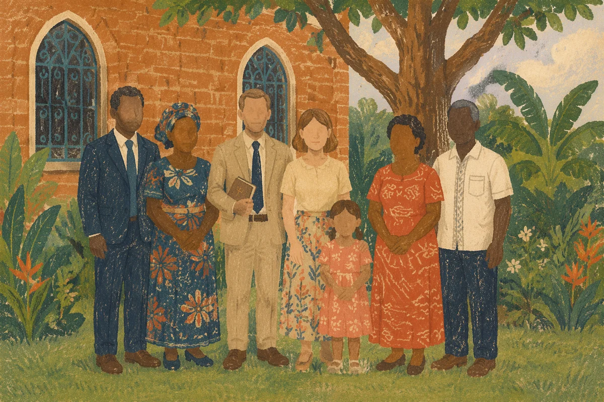 Missionary Family and Church Community Portrait
