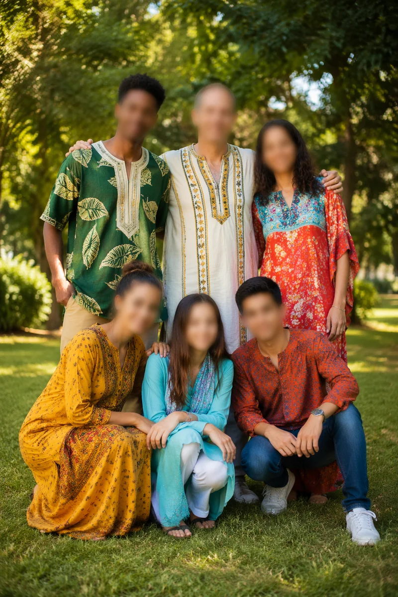 Multicultural Missionary Family in Park Portrait