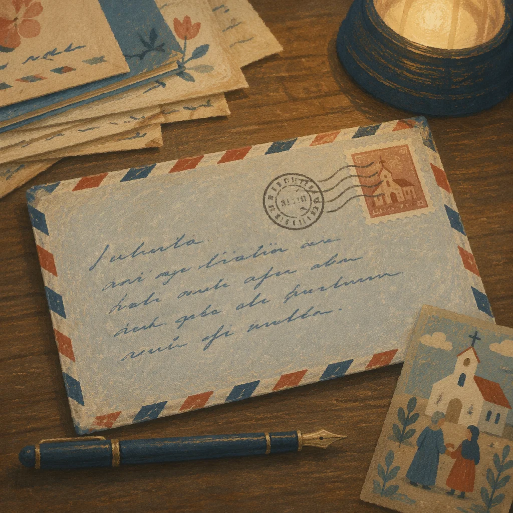 Vintage Missionary Airmail Letter on Desk