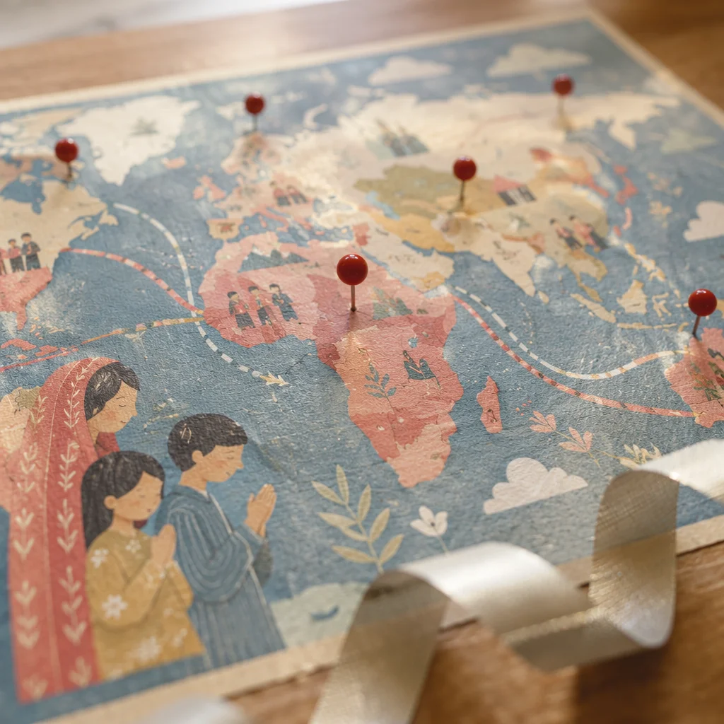 Missions Prayer Map with Red Pins