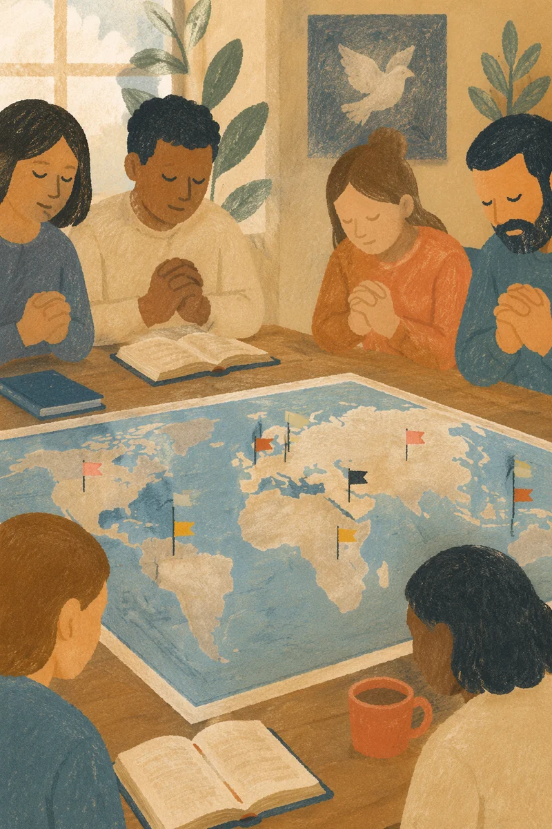Missions Prayer Meeting World Map Pins
