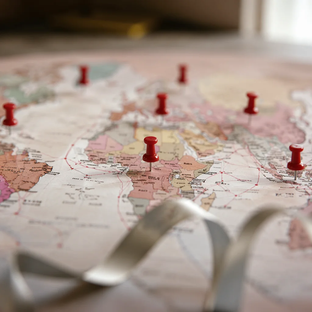 Missions Prayer Map with Red Pins