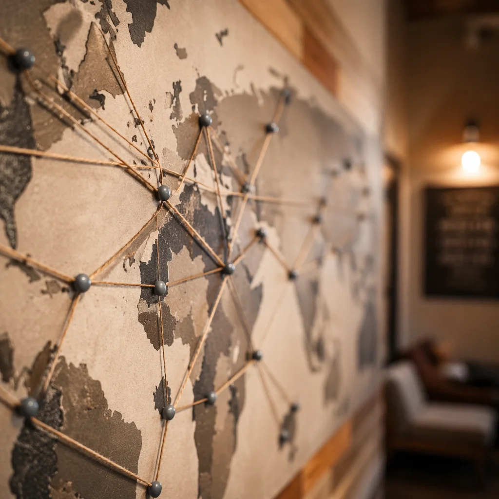 Missions Prayer Map with Pins and Twine