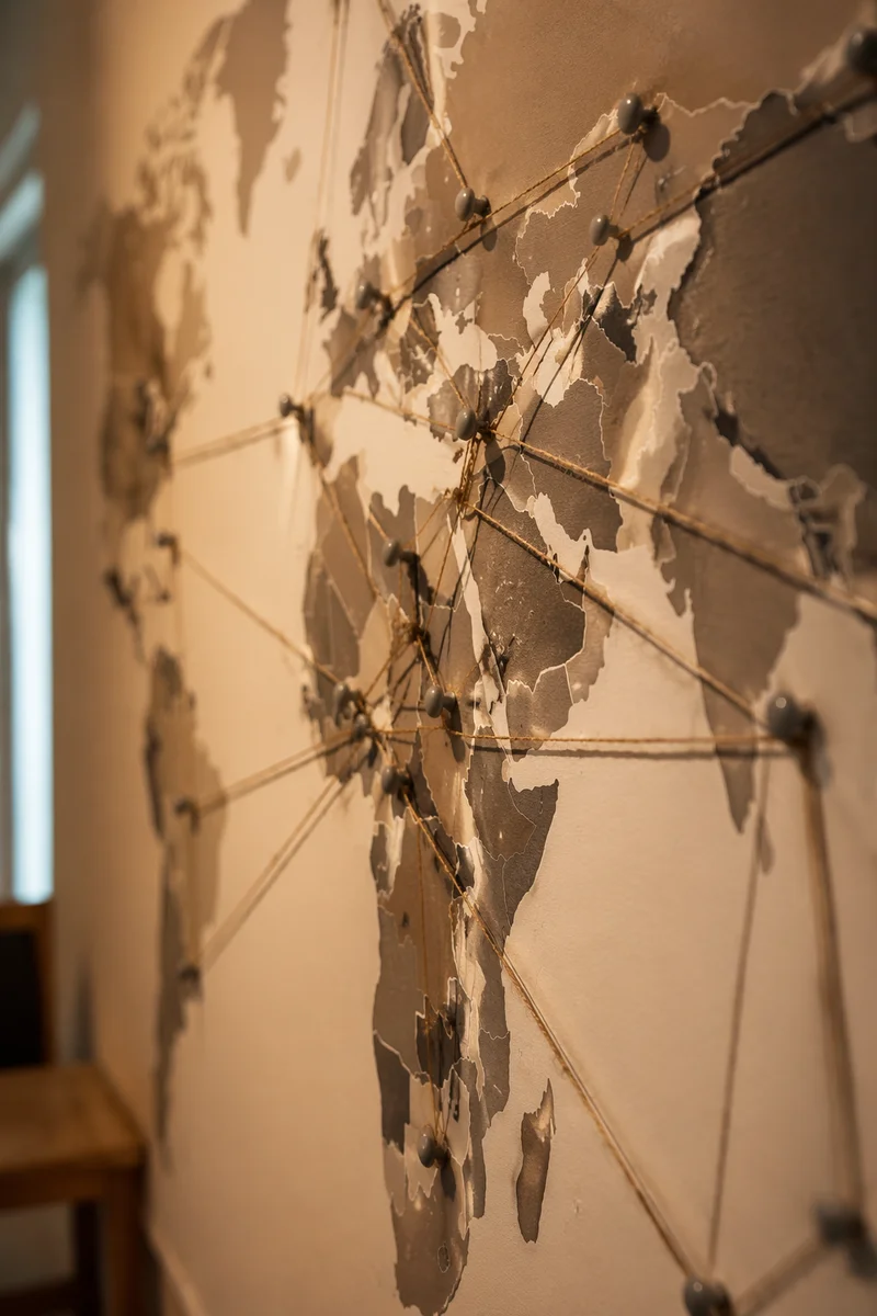 Missions Prayer Map with Pins and Twine