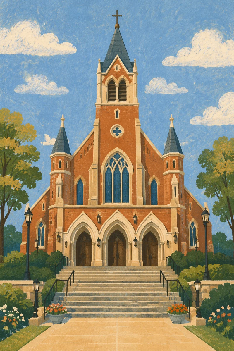 Modern Gothic Brick Church Exterior